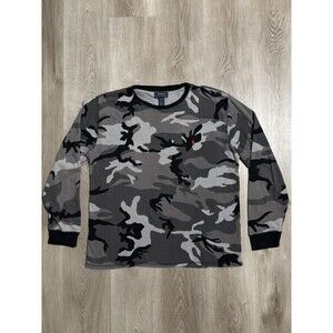 Polo Ralph Lauren Camouflage Grey Black Thermal Sleepwear Shirt Mens Size XL